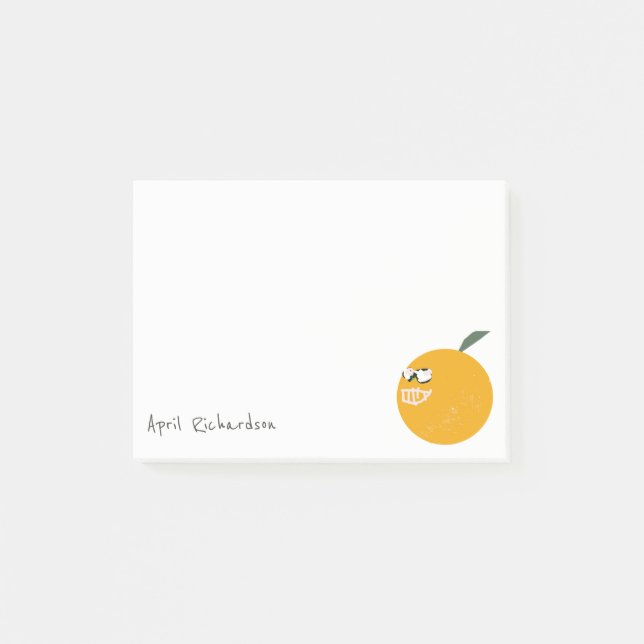 Cute Orange With Sunglasses Fruit Kids Hand Drawn  Post-it Notes (Front)