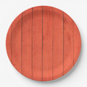 Cute Orange Woodgrain Vintage Paper Plate
