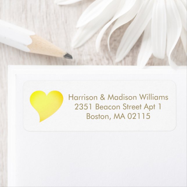 Cute orange yellow heart custom Return Address  Label (Insitu)