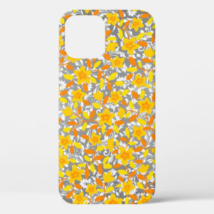 Cute orange yellow white flowers patterns iPhone 12 pro case