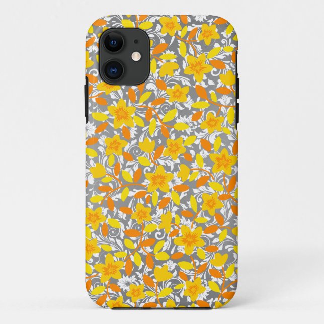 Cute orange yellow white flowers patterns Case-Mate iPhone case (Back)