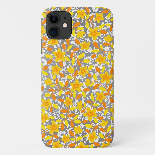 Cute orange yellow white flowers patterns Case-Mate iPhone case (Back)