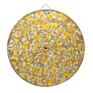 Cute orange yellow white flowers patterns dartboard