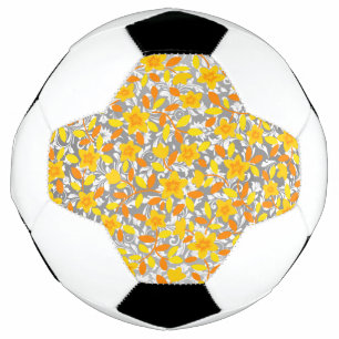 Cute orange yellow white flowers patterns soccer ball
