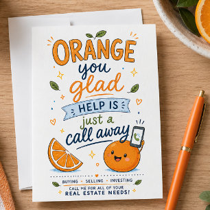 Cute Orange You Glad Real Estate Marketing Card