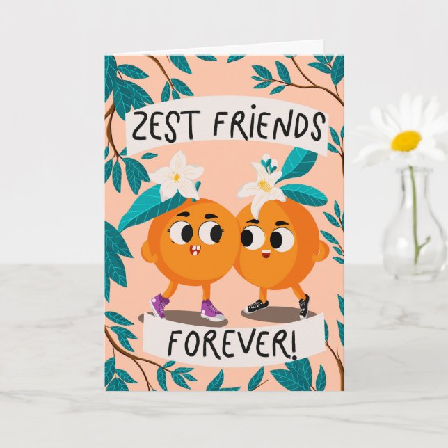 Cute Orange Zest Friends Card (Small Plant)