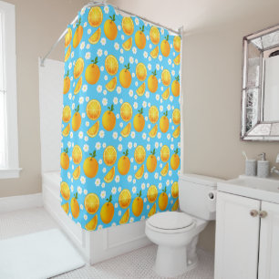 Cute oranges and White Flowers Shower Curtain