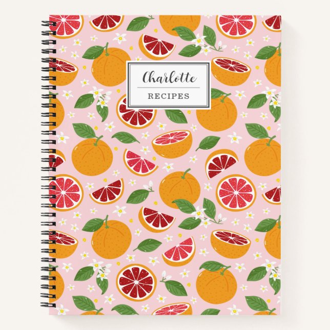 Cute Oranges on light pink Notebook (Front)