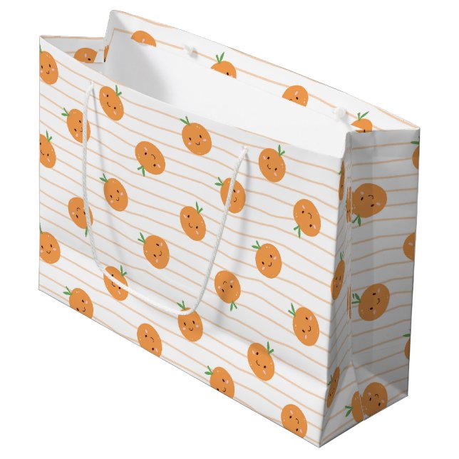 Cute Oranges Print - Large Gift Bag (Front Angled)
