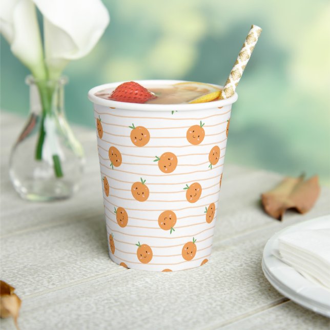 Cute Oranges Print - Paper Cups (Insitu)
