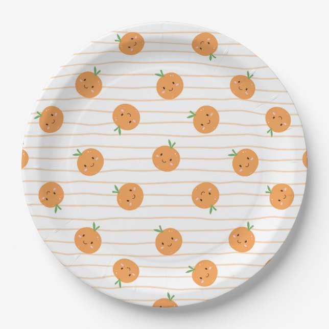 Cute Oranges Print - Paper Plates (Front)