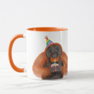 Cute orangutan birthday personalised mug
