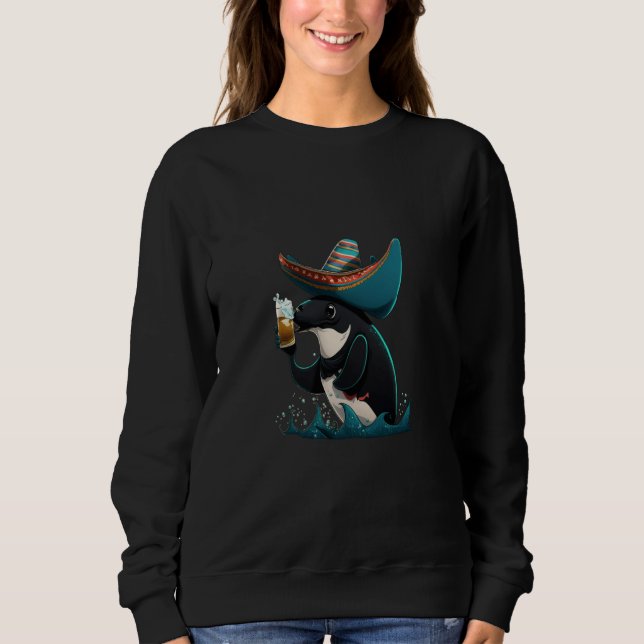 Cute Orca Animal Orca Drinking Beer  1 Sweatshirt (Front)