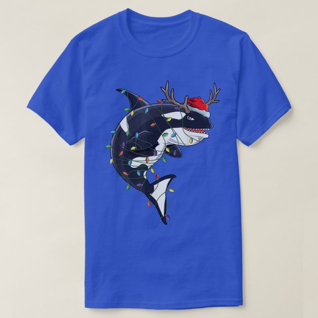 Cute Orca Killer Whale Reindeer Santa Christmas Gi T-Shirt (Design Front)