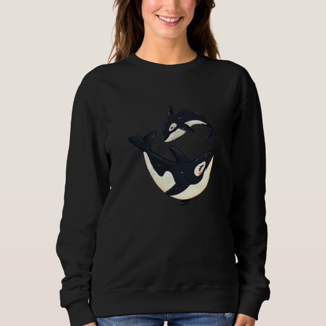 Cute Orca Sea Animal Whale Orcas Cool Men Women Sweatshirt (Front)