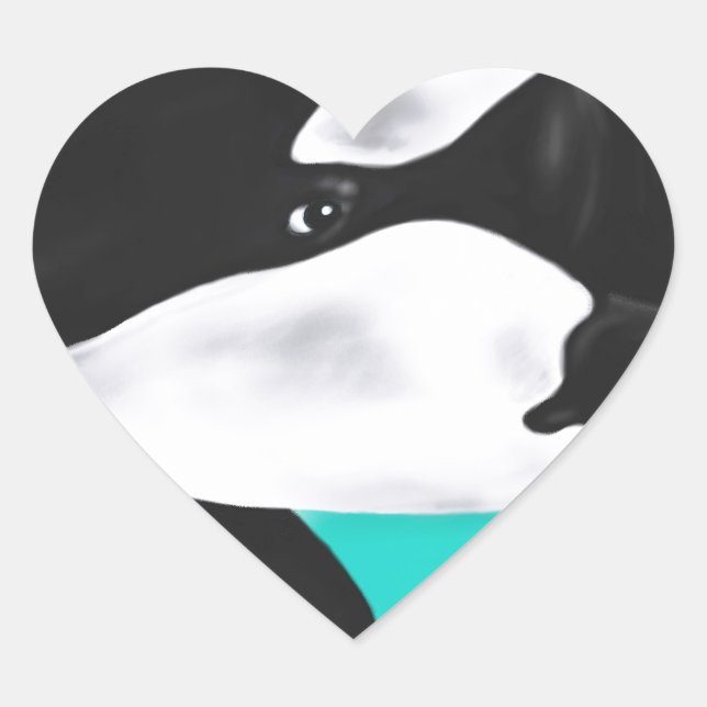 Cute Orca Whale Heart Sticker (Front)