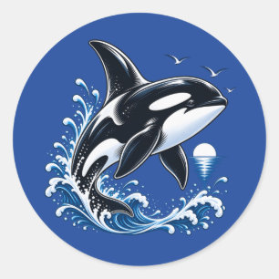Cute Orca Whale Ocean Graphic Classic Round Sticker