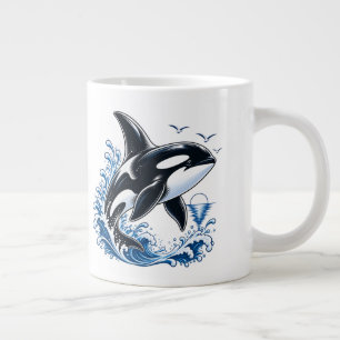 Cute Orca Whale Ocean Graphic for Kids Large Coffee Mug
