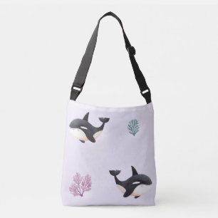 Cute Orca Whale Pattern Ocean Sea Life Nursery Crossbody Bag