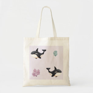 Cute Orca Whale Pattern Ocean Sea Life Nursery Tote Bag