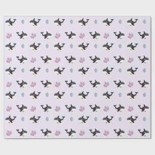 Cute Orca Whale Pattern Ocean Sea Life Nursery  Wrapping Paper