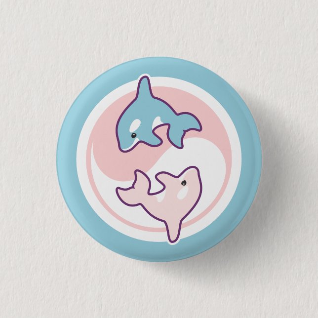Cute Orca Whale Yin Yang 3 Cm Round Badge (Front)