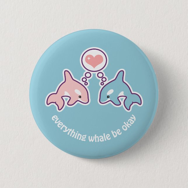 Cute Orca Whales 6 Cm Round Badge (Front)