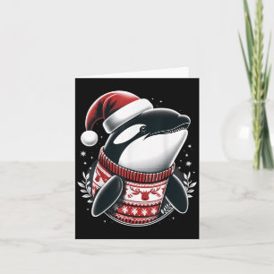 Cute Orca With Santa Hat Whale Christmas Xmas Vint Card