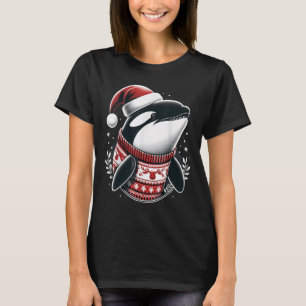Cute Orca With Santa Hat Whale Christmas Xmas Vint T-Shirt