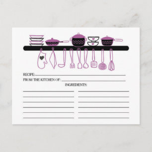 Cute Orchid Kitchen Gadgets Bridal Recipe Cards