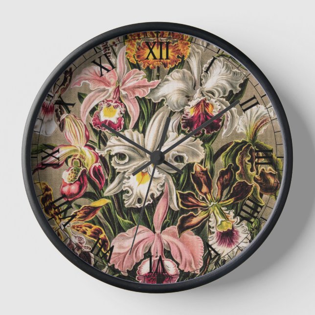 Cute Orchids Bouquet bouquet by Ernst Haeckel Clock (Front)