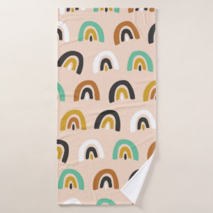 Cute Organic Rainbow Stripes Seamless Pattern Bath Towel