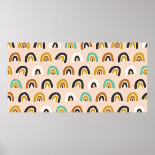 Cute Organic Rainbow Stripes Seamless Pattern Poster