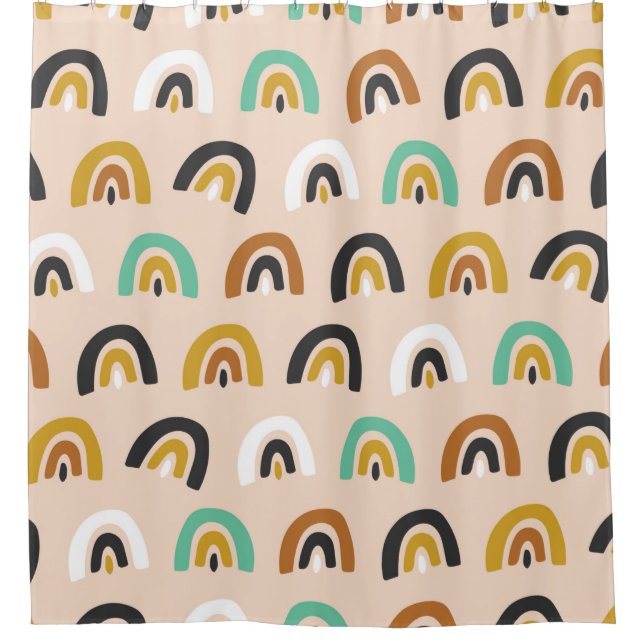 Cute Organic Rainbow Stripes Seamless Pattern Shower Curtain (Front)