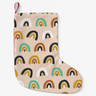 Cute Organic Rainbow Stripes Seamless Pattern Small Christmas Stocking