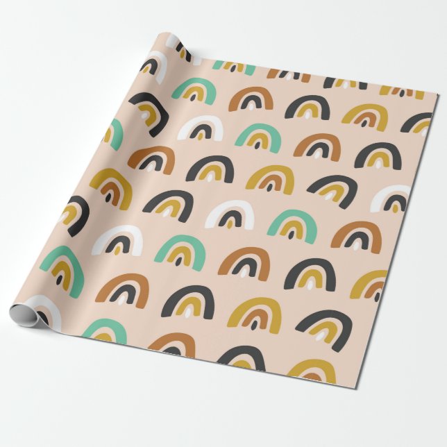 Cute Organic Rainbow Stripes Seamless Pattern Wrapping Paper (Unrolled)