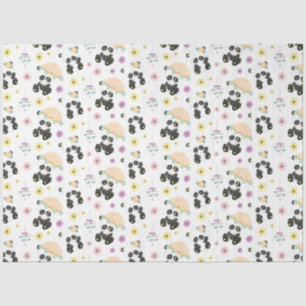 Cute Oriental Pandas Pattern on White Tissue Paper