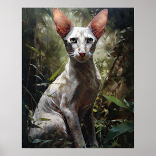 Cute Oriental Shorthair Cat Art Print Poster