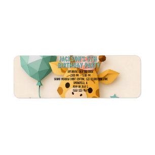 Cute Origami Animal Party Giraffe Return Address Label