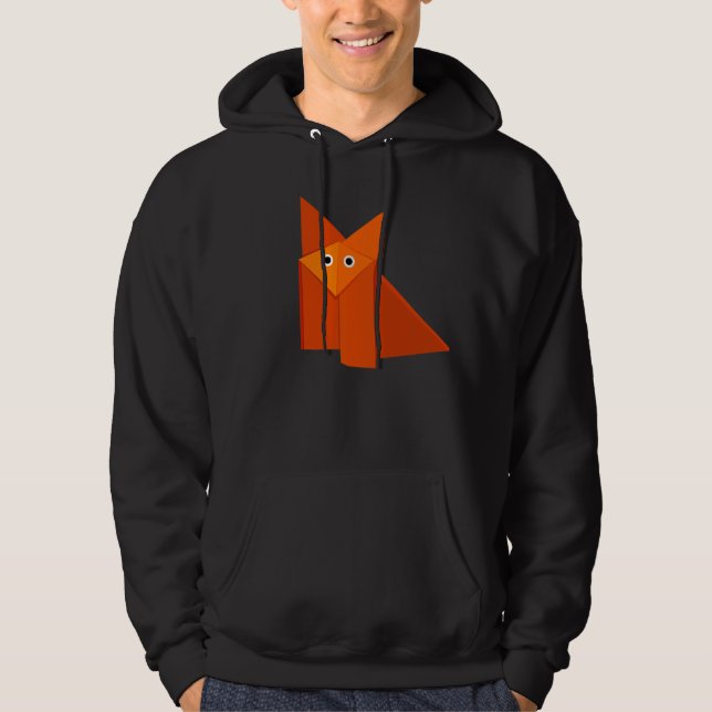 Cute Origami Fox Geometric Kawaii Hoodie (Front)