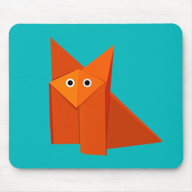 Cute Origami Fox Mouse Pad (Front)