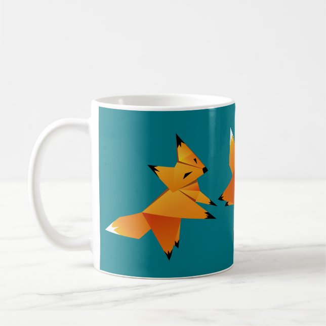 Cute Origami Foxes Custom Coffee Mug (Left)