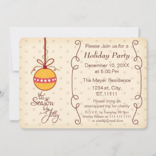 cute ornament bauble, Holiday party Invitation