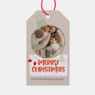 Cute ornament Family or business Flat Holiday Card Gift Tags