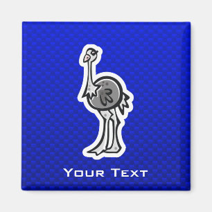 Cute Ostrich; Blue Magnet