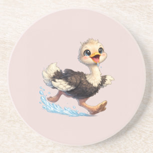 Cute Ostrich Happy Adventure Illustration Coaster