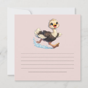 Cute Ostrich Happy Adventure Illustration Invitation