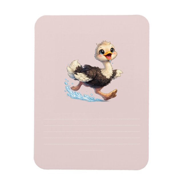 Cute Ostrich Happy Adventure Illustration Magnet (Vertical)
