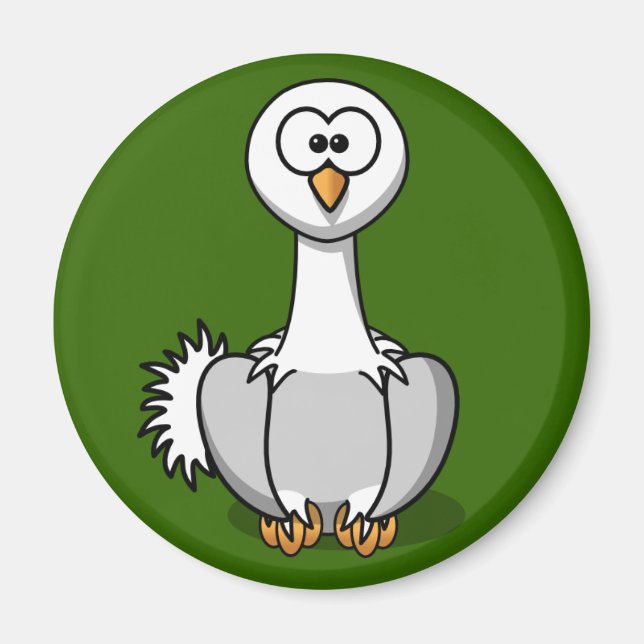 Cute Ostrich On Green Grass Fridge Magnet (Front)