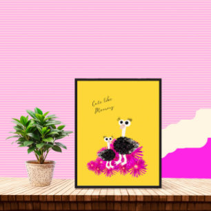 Cute ostriches  poster